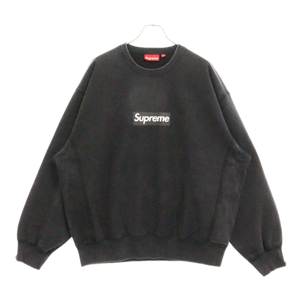 SUPREME(シュプリーム) 25SS Washed Box Logo Crewneck ウォッシュ加工 ボックスロゴ クルーネック トレーナー ブラック