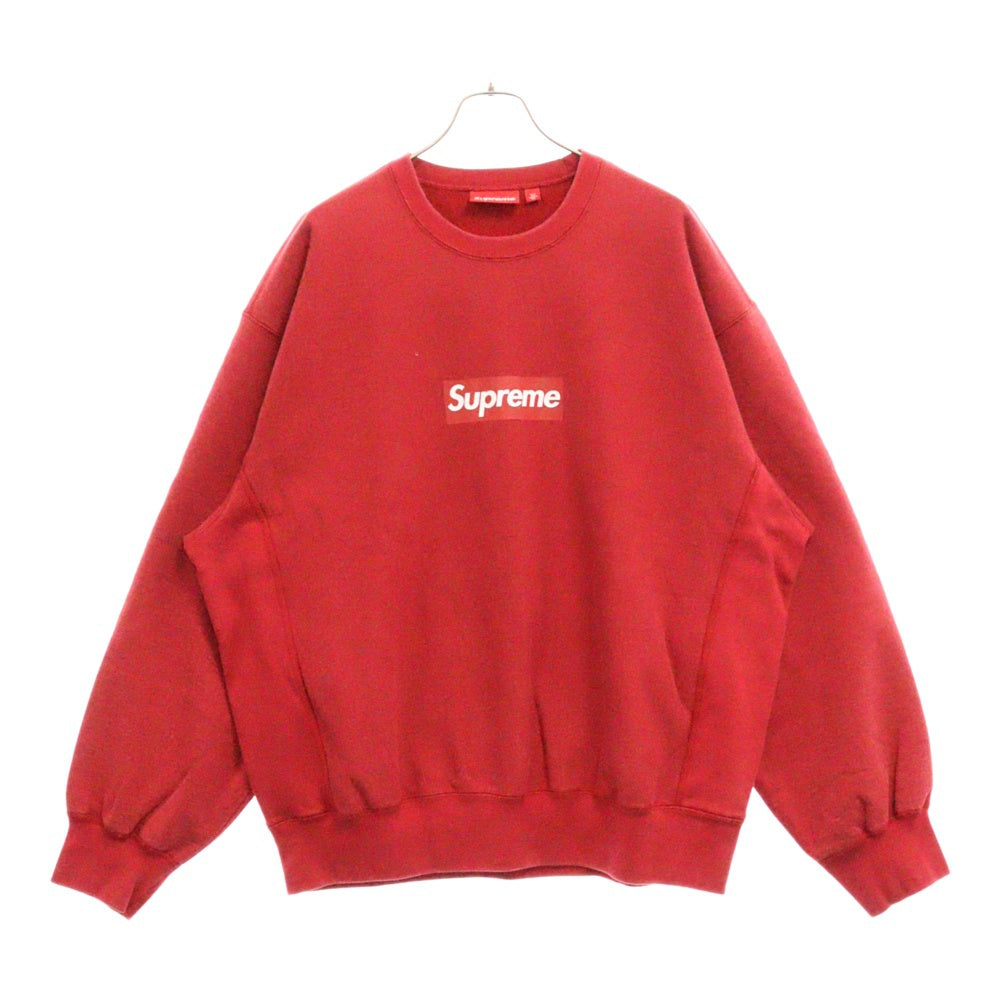 SUPREME(シュプリーム) 25SS Washed Box Logo Crewneck ウォッシュ加工 ボックスロゴ クルーネック トレーナー レッド