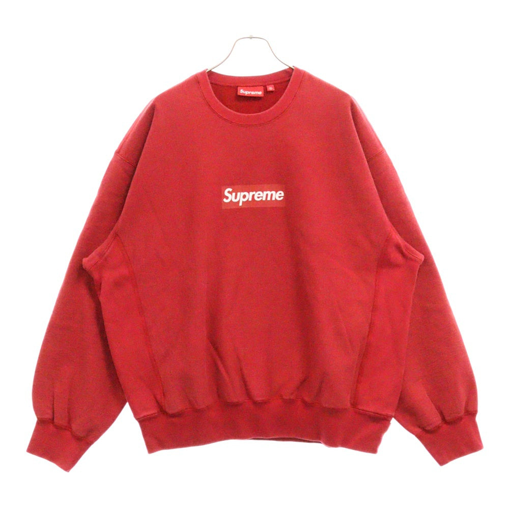 SUPREME(シュプリーム) 25SS Washed Box Logo Crewneck ウォッシュ加工 ボックスロゴ クルーネック トレーナー レッド
