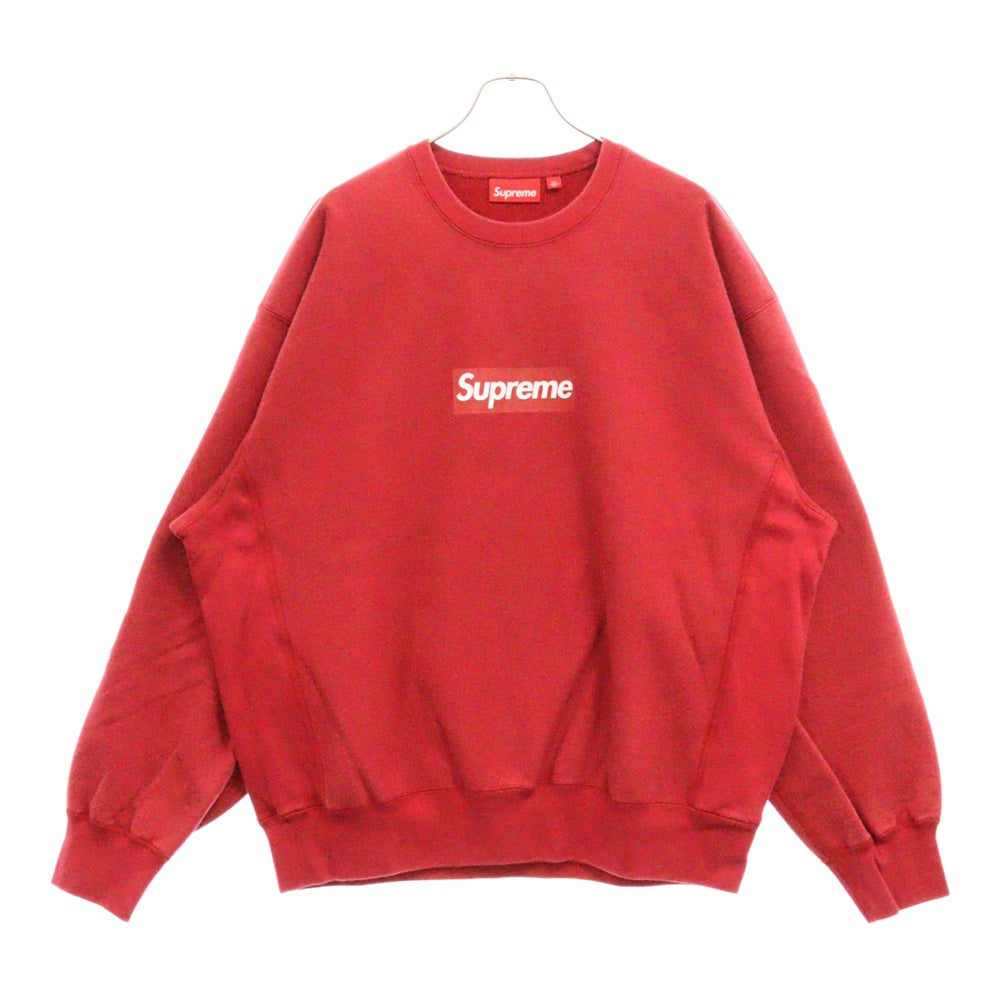 SUPREME(シュプリーム) 25SS Washed Box Logo Crewneck ウォッシュ加工 ボックスロゴ クルーネック トレーナー レッド
