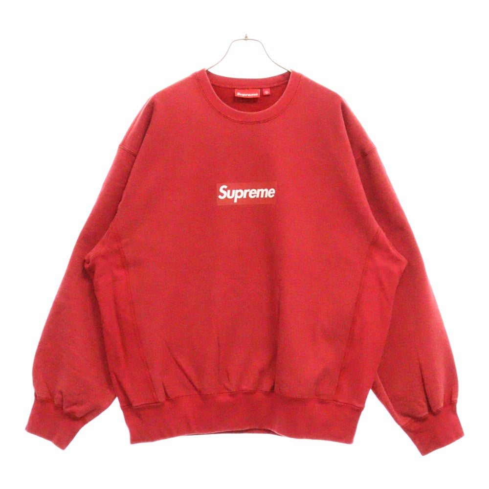 SUPREME(シュプリーム) 25SS Washed Box Logo Crewneck ウォッシュ加工 ボックスロゴ クルーネック トレーナー レッド