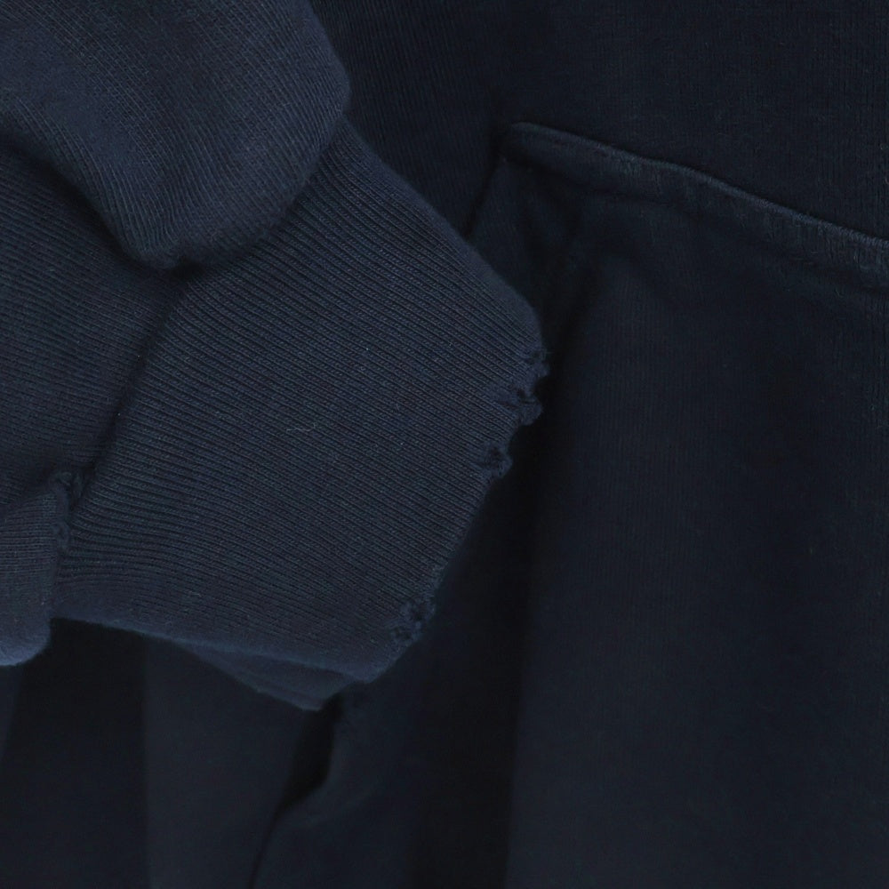 BALENCIAGA(バレンシアガ) Round Hoodie BE NICE ダメージ加工 プルオーバースウェットパーカー フーディー ネイビー 761458 TPVE5