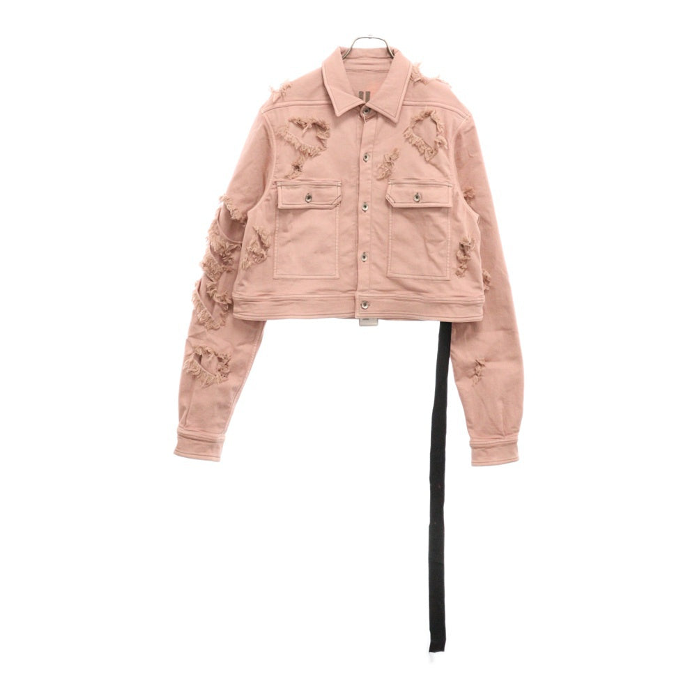 DRKSHDW(ダークシャドウ) Distressed Effect Cropped Denim Jacket クロップド ダメージ加工デニムジャケット ピンク DS01C6709-SLH