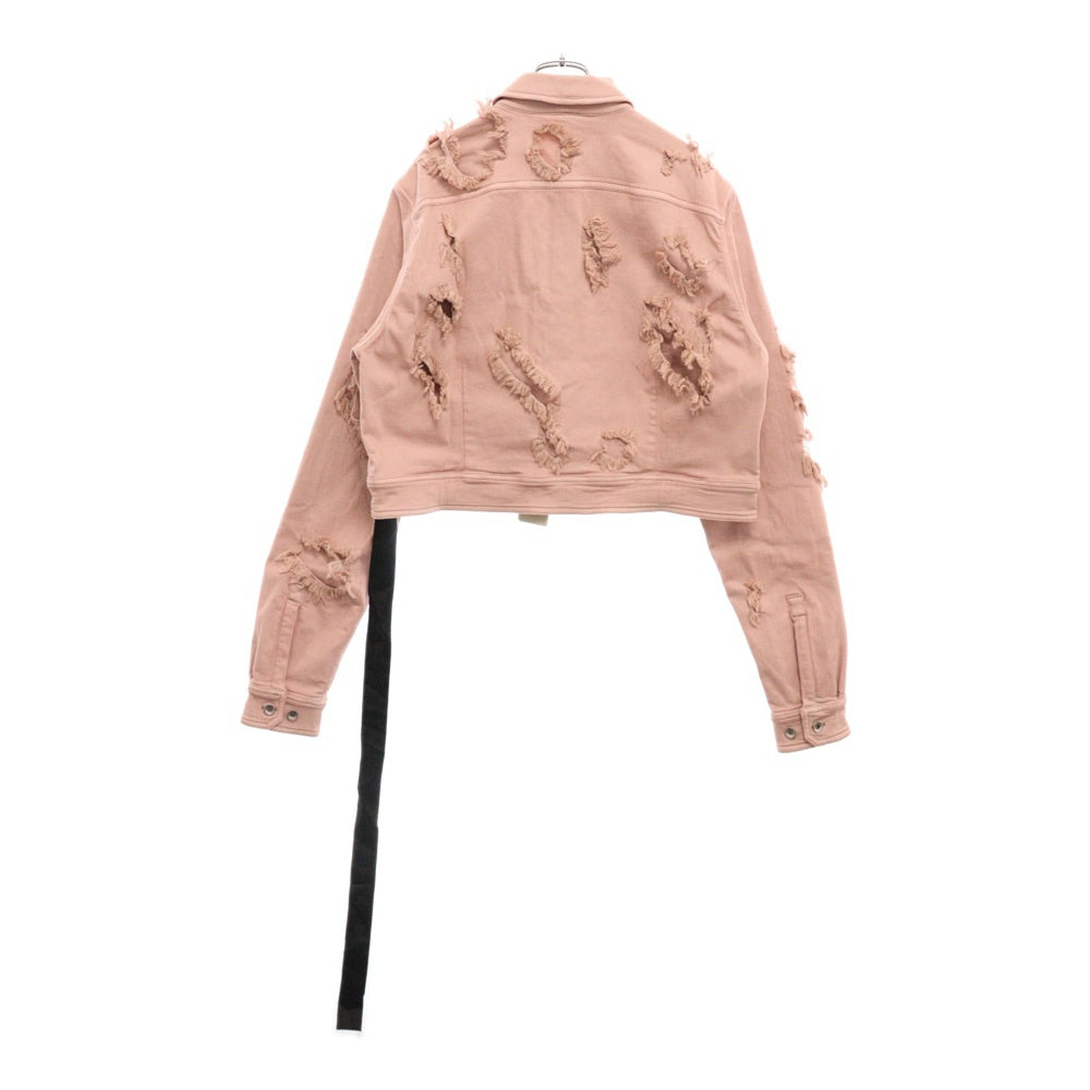 DRKSHDW(ダークシャドウ) Distressed Effect Cropped Denim Jacket クロップド ダメージ加工デニムジャケット ピンク DS01C6709-SLH