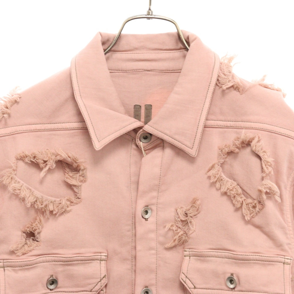 DRKSHDW(ダークシャドウ) Distressed Effect Cropped Denim Jacket クロップド ダメージ加工デニムジャケット ピンク DS01C6709-SLH