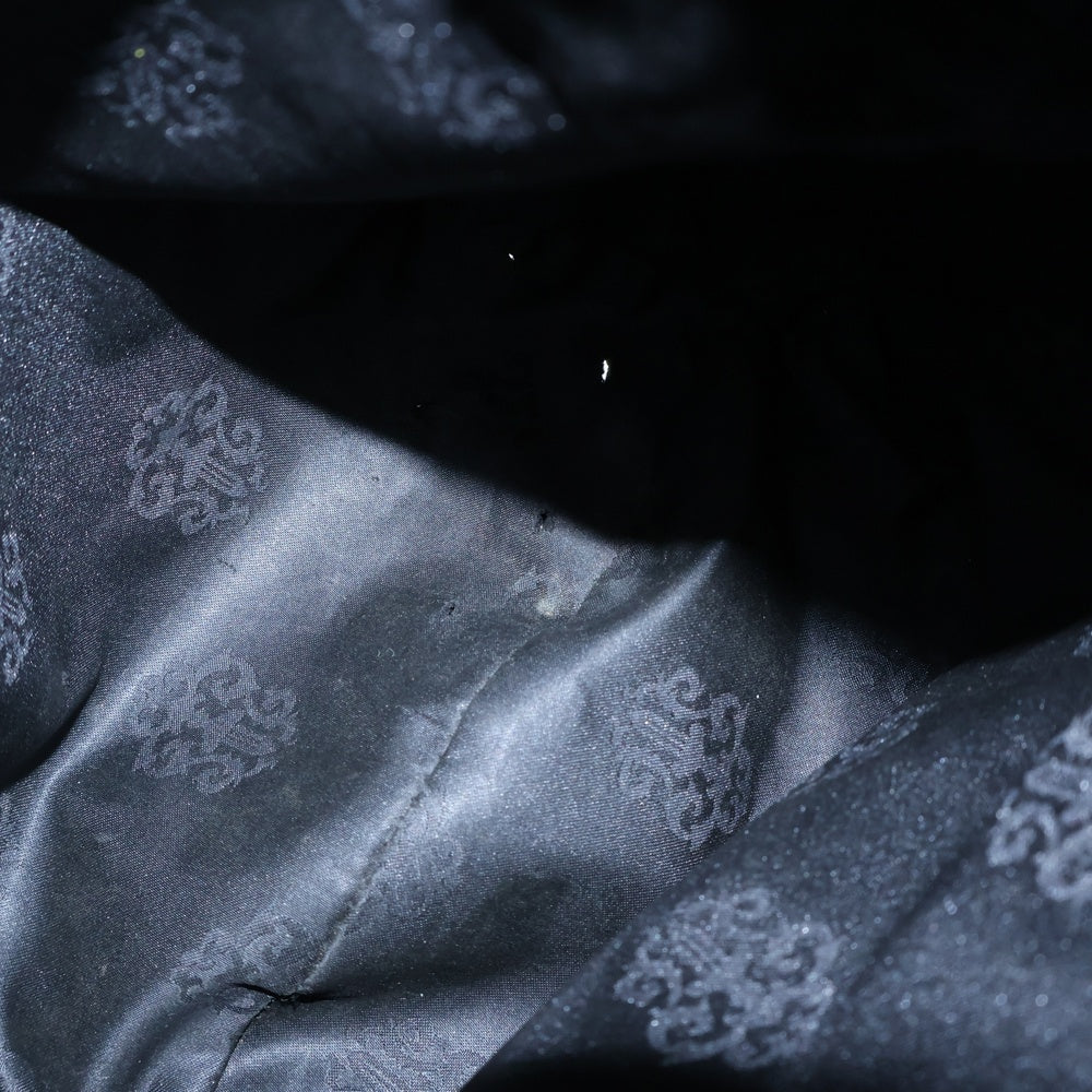 CHROME HEARTS(クロムハーツ) DRW STRNG SACK CRS PATCH クロスパッチドローストリングサックレザー巾着ハンドバッグ ブラック
