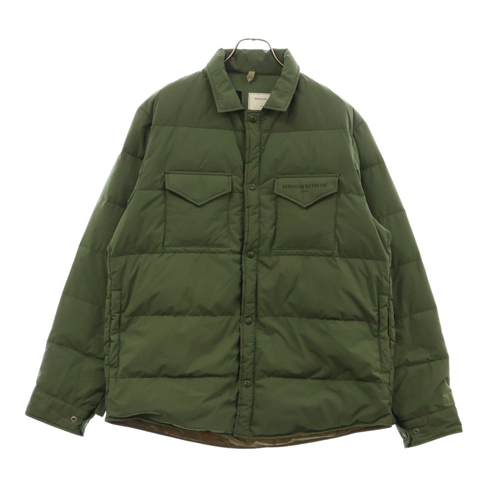 MAISON KITSUNE(メゾンキツネ) ×GOLDWIN Down Shell Shirt ×ゴールドウイン ロゴ刺繍 ダウンシェルシャツ ジャケット グリーン GL21712PM