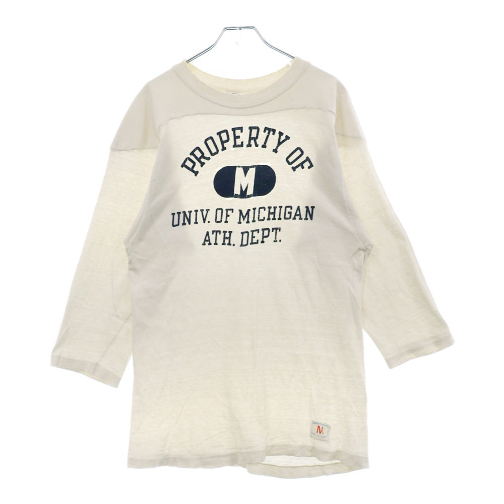 VINTAGE(ヴィンテージ) 70S Champion チャンピオン 染込み4段 七分丈Tシャツ フットボールシャツ ホワイト