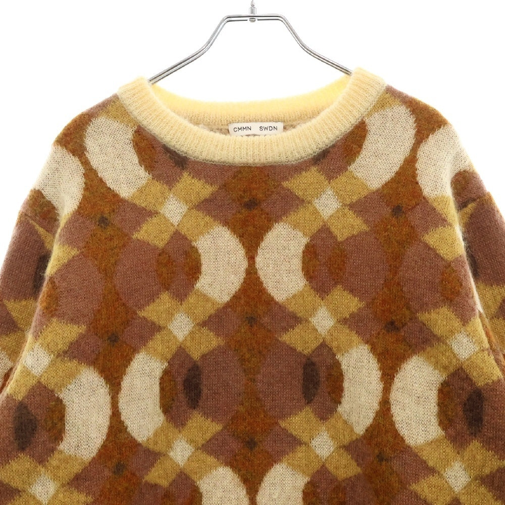 CMMN SWDN(コモンスウェーデン) 22AW Xander Mohair Sweater モヘアニット総柄クルーネックセーター ブラウン