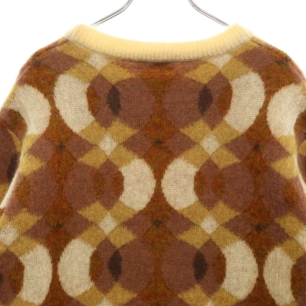 CMMN SWDN(コモンスウェーデン) 22AW Xander Mohair Sweater モヘアニット総柄クルーネックセーター ブラウン