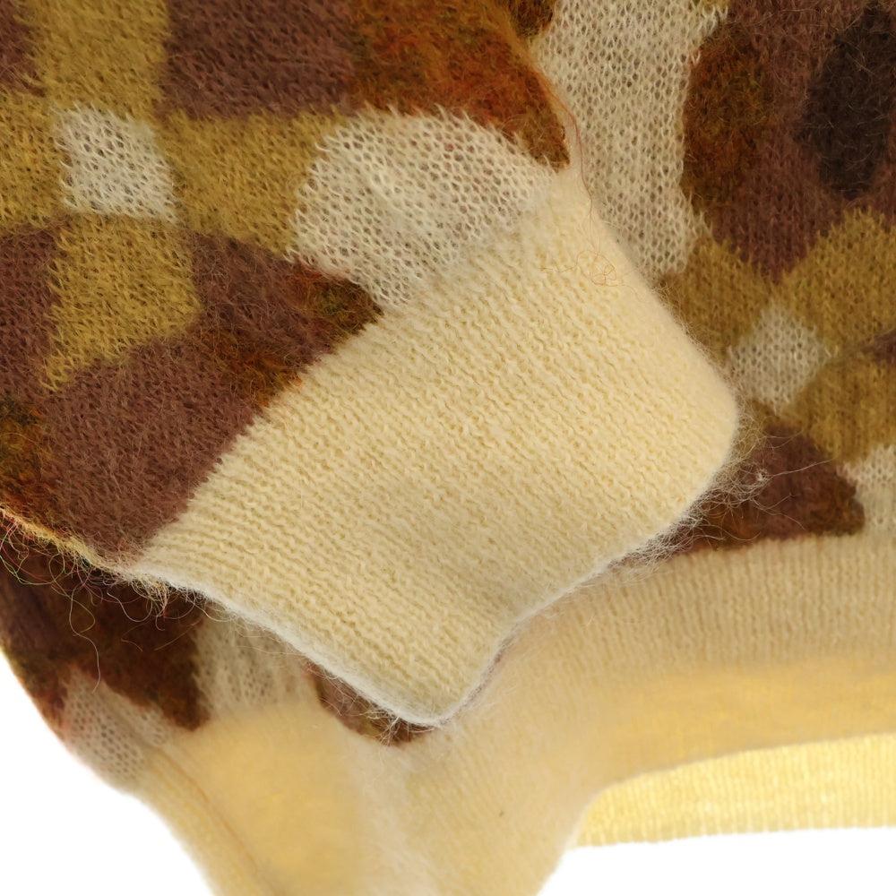 CMMN SWDN(コモンスウェーデン) 22AW Xander Mohair Sweater モヘアニット総柄クルーネックセーター ブラウン