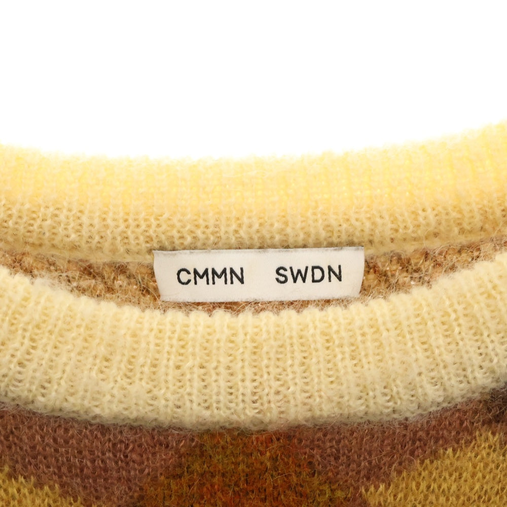 CMMN SWDN(コモンスウェーデン) 22AW Xander Mohair Sweater モヘアニット総柄クルーネックセーター ブラウン