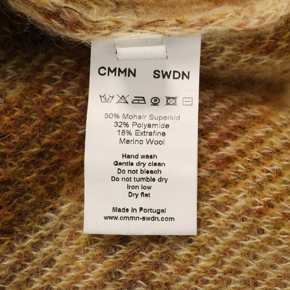 CMMN SWDN(コモンスウェーデン) 22AW Xander Mohair Sweater モヘアニット総柄クルーネックセーター ブラウン