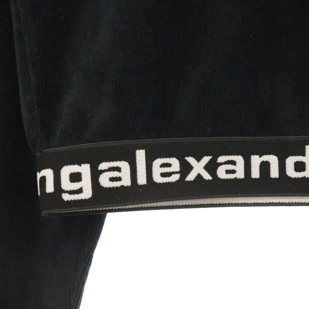 ALEXANDER WANG(アレキサンダーワン) Cropped Hoodie ベロアコーデュロイ プルオーバーパーカー フーディー ブラック レディース
