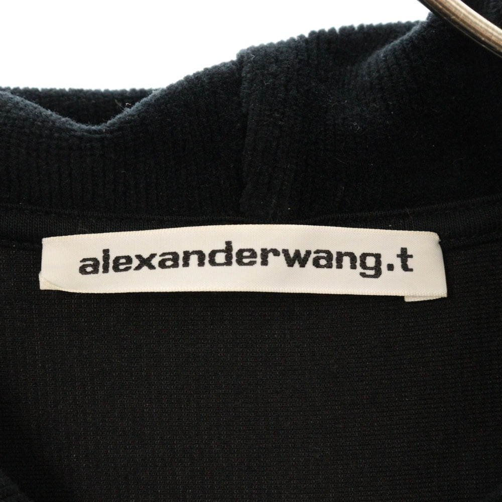 ALEXANDER WANG(アレキサンダーワン) Cropped Hoodie ベロアコーデュロイ プルオーバーパーカー フーディー ブラック レディース