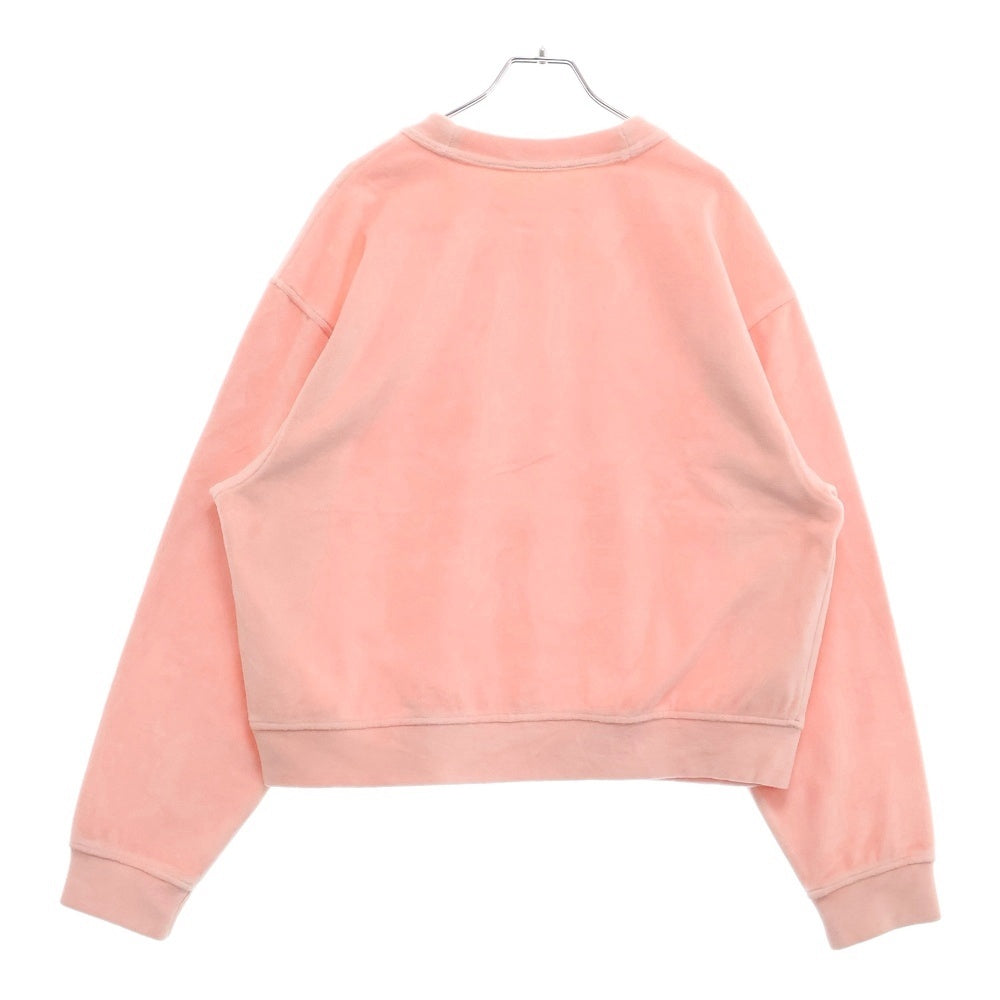 ALEXANDER WANG(アレキサンダーワン) Logo Crewneck Swaetshirt ラインストーン装飾 ベロアクルーネックスウェットトレーナー ピンク レディース