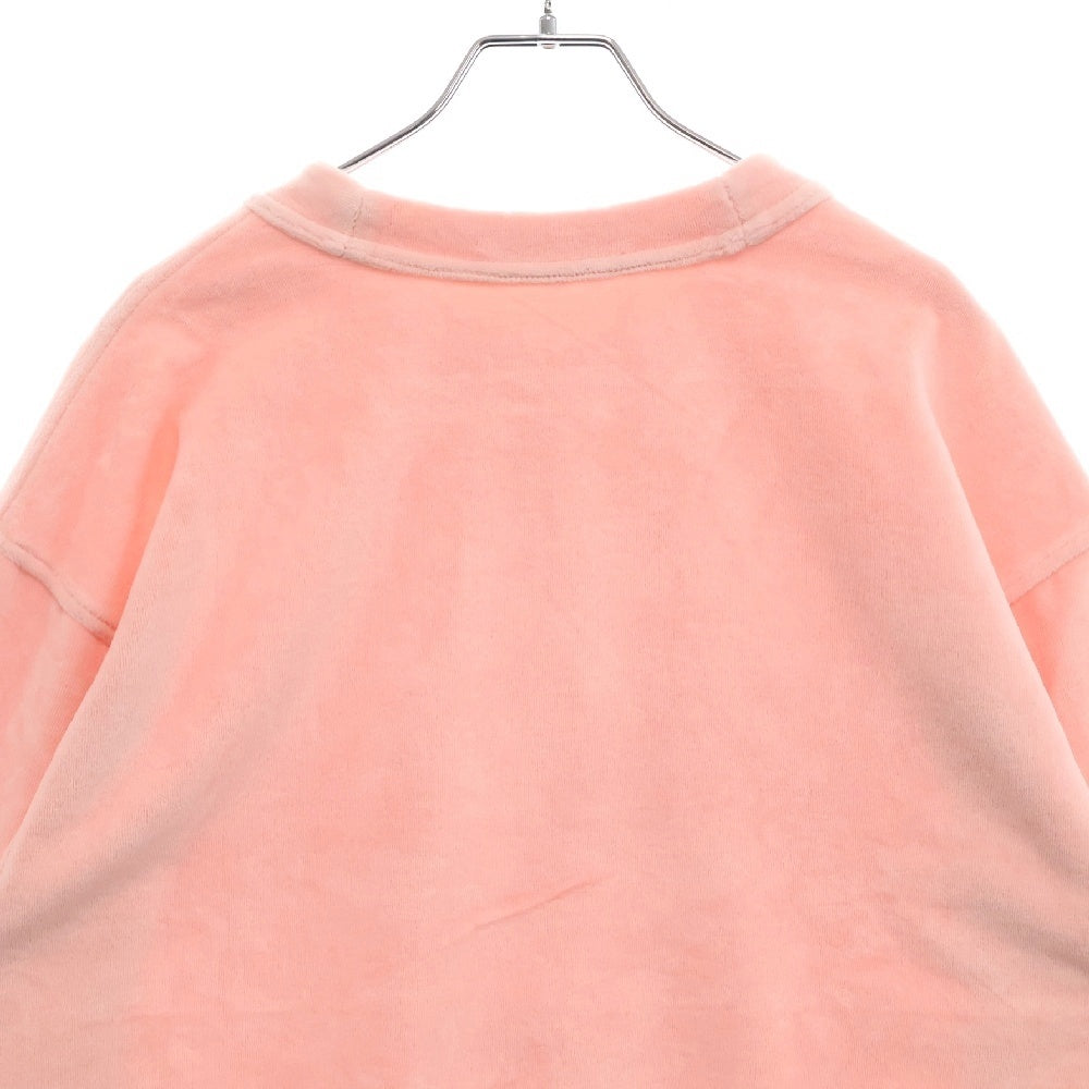 ALEXANDER WANG(アレキサンダーワン) Logo Crewneck Swaetshirt ラインストーン装飾 ベロアクルーネックスウェットトレーナー ピンク レディース