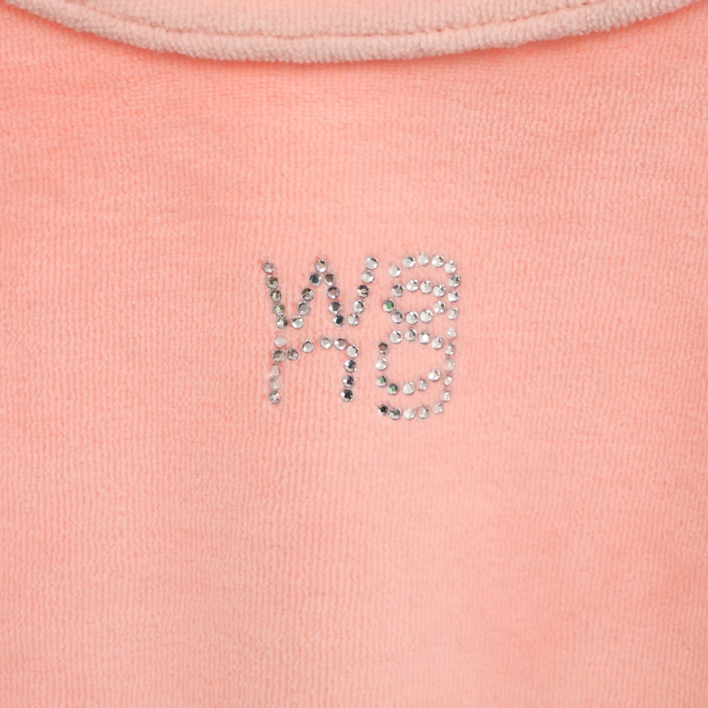 ALEXANDER WANG(アレキサンダーワン) Logo Crewneck Swaetshirt ラインストーン装飾 ベロアクルーネックスウェットトレーナー ピンク レディース