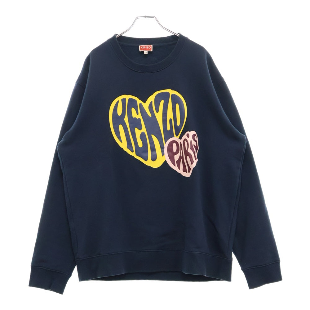 KENZO(ケンゾー) HEARTS CLASSIC SW ハートロゴプリント クルーネックスウェットトレーナー ネイビー FD65SW0814MF