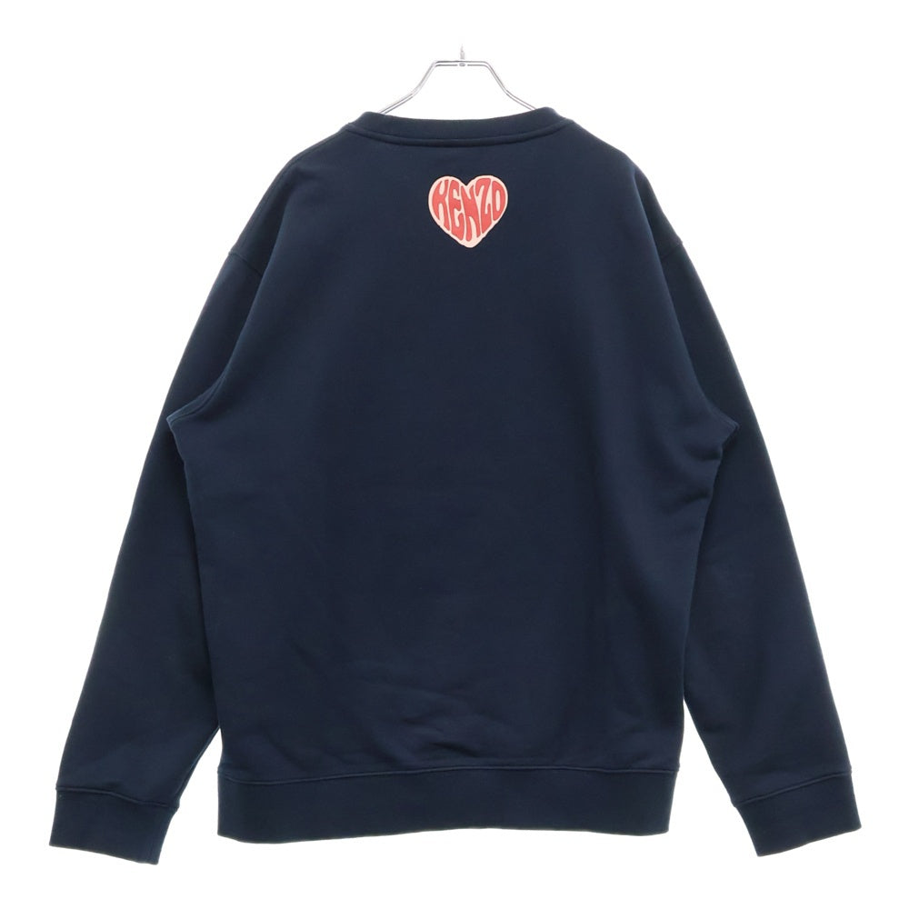 KENZO(ケンゾー) HEARTS CLASSIC SW ハートロゴプリント クルーネックスウェットトレーナー ネイビー FD65SW0814MF