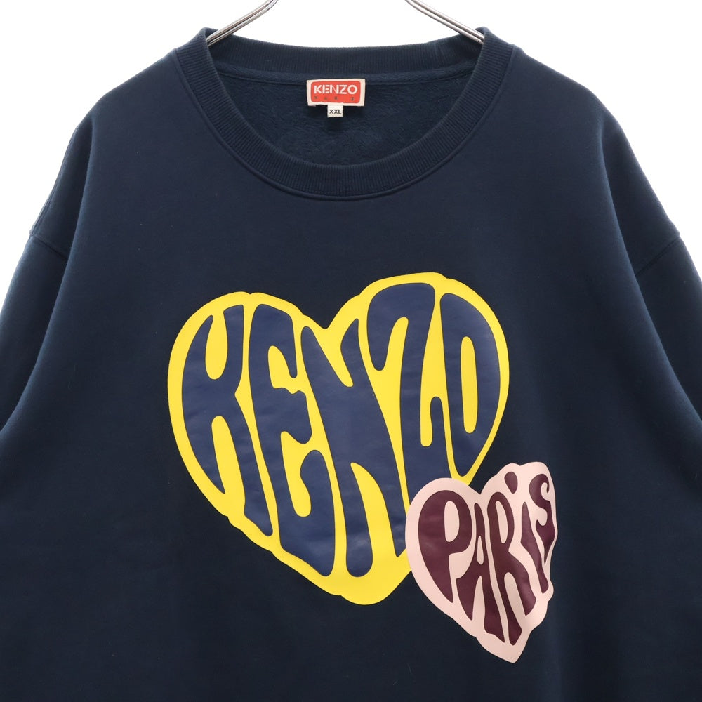 KENZO(ケンゾー) HEARTS CLASSIC SW ハートロゴプリント クルーネックスウェットトレーナー ネイビー FD65SW0814MF