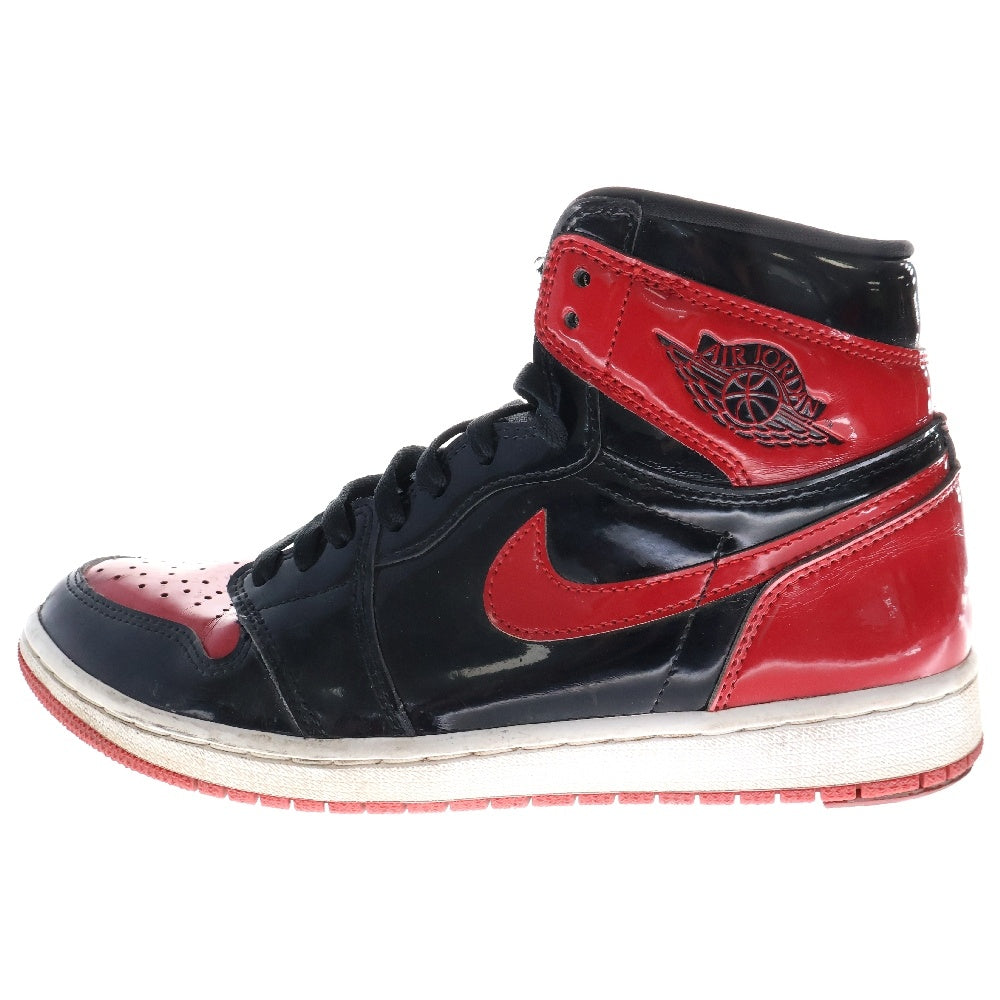 NIKE(ナイキ) AIR JORDAN1 HIGH OG PATENT BRED エアジョーダン1 パテントブレッド ハイカットスニーカー レッド US9.5/27.5cm 555088-063
