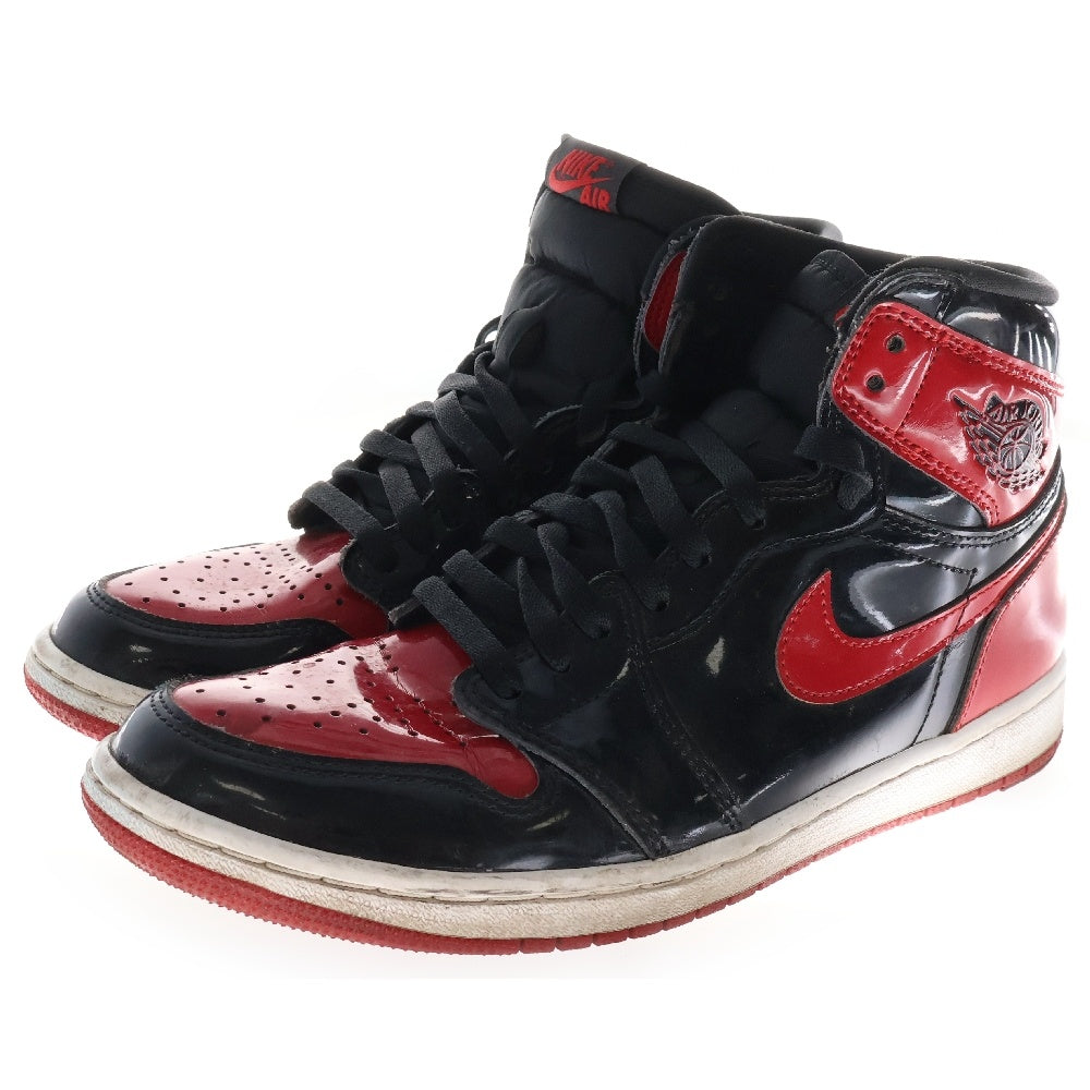 NIKE(ナイキ) AIR JORDAN1 HIGH OG PATENT BRED エアジョーダン1 パテントブレッド ハイカットスニーカー レッド US9.5/27.5cm 555088-063