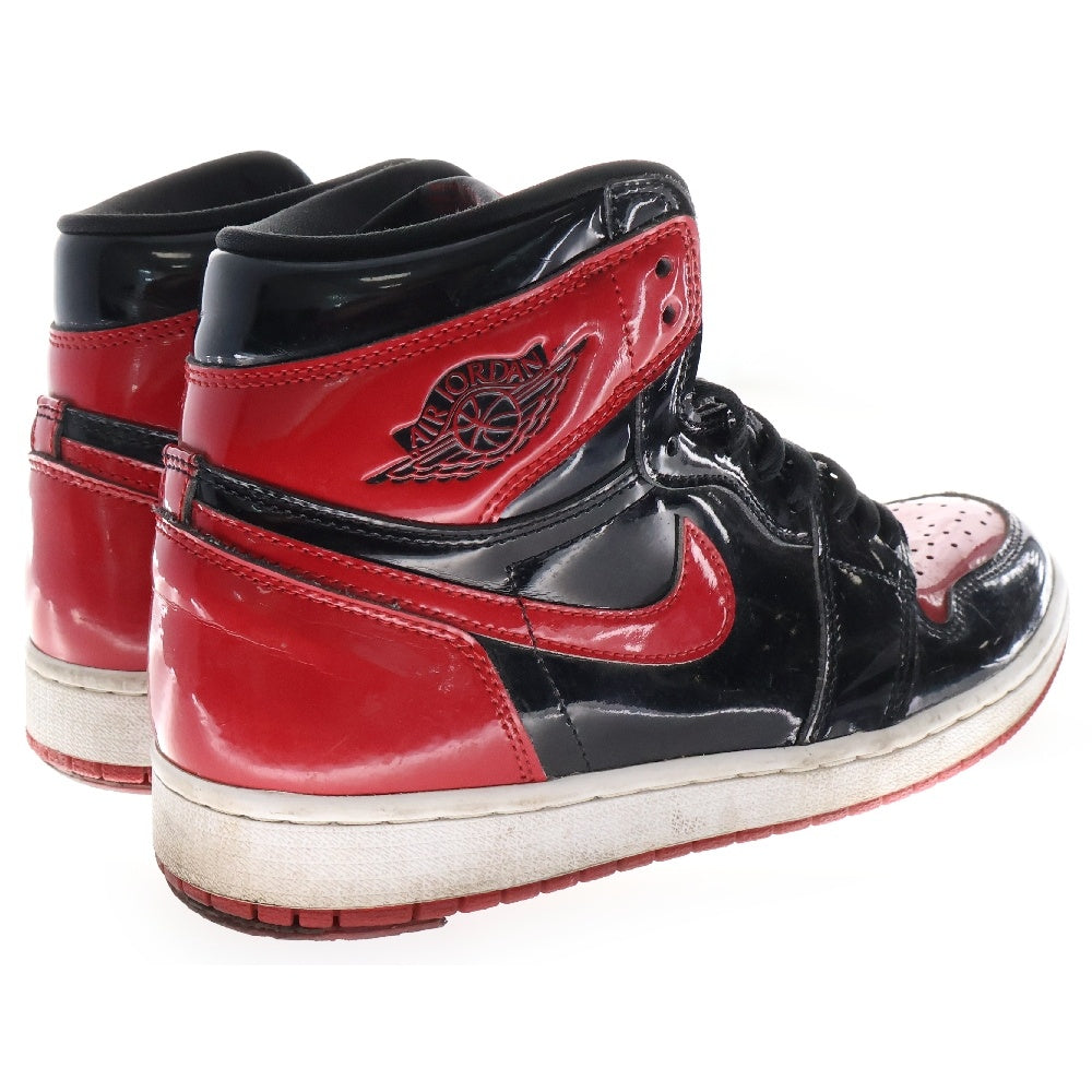 NIKE(ナイキ) AIR JORDAN1 HIGH OG PATENT BRED エアジョーダン1 パテントブレッド ハイカットスニーカー レッド US9.5/27.5cm 555088-063