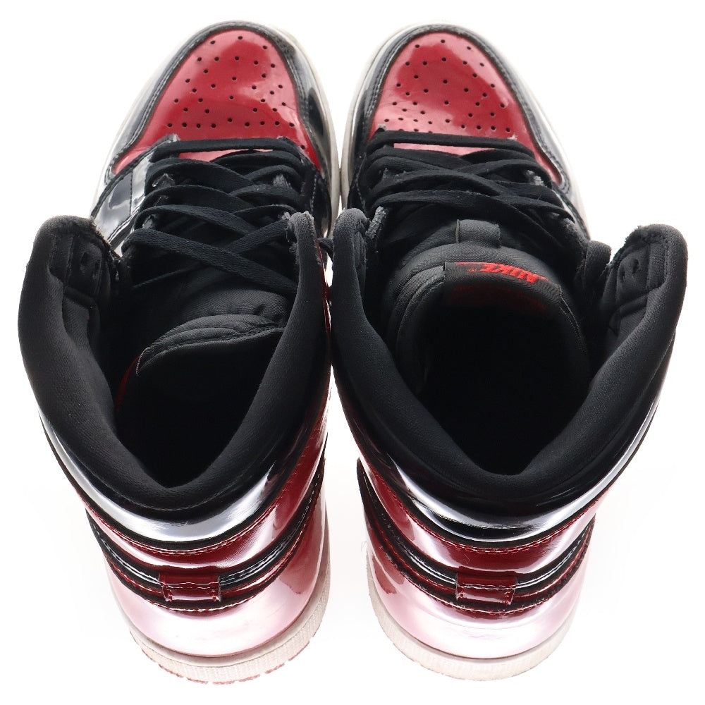 NIKE(ナイキ) AIR JORDAN1 HIGH OG PATENT BRED エアジョーダン1 パテントブレッド ハイカットスニーカー レッド US9.5/27.5cm 555088-063