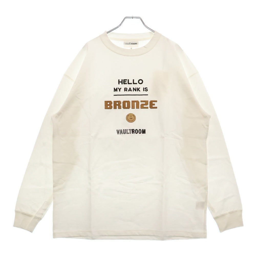 VAULTROOM(ボルトルーム) BRONZE L/S TEE フロント刺繍 長袖Tシャツ ロンT カットソー ホワイト