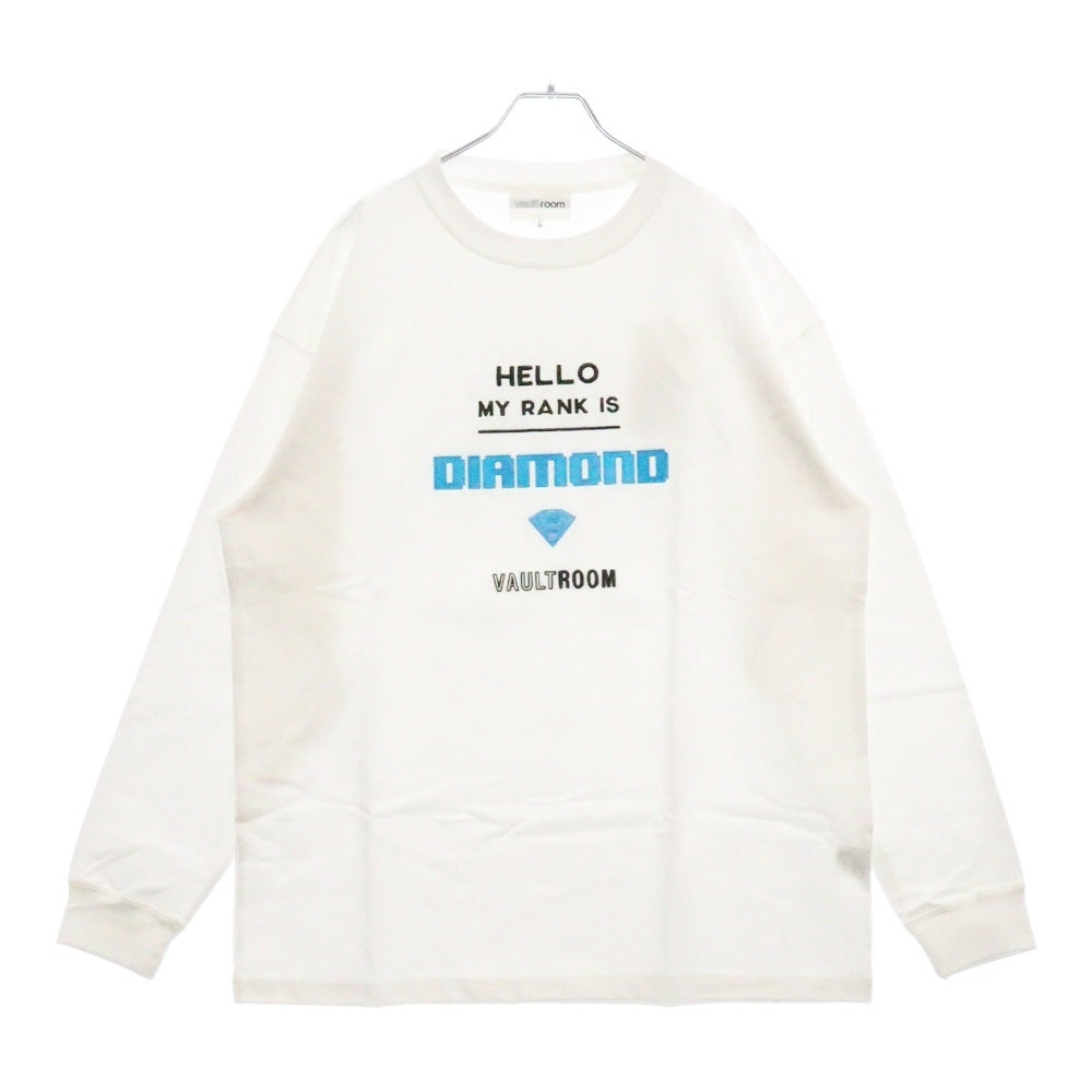 VAULTROOM(ボルトルーム) DIAMOND L/S TEE フロント刺繍 長袖Tシャツ ロンT カットソー ホワイト