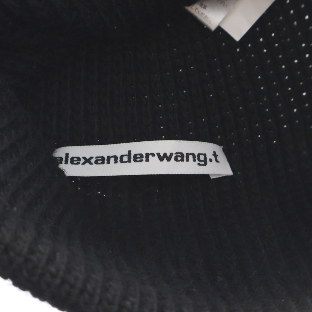 ALEXANDER WANG(アレキサンダーワン) DEBOSS BEANIE ロゴ刺繍ビーニー ニット帽 ビーニー ブラック 4KC4239073