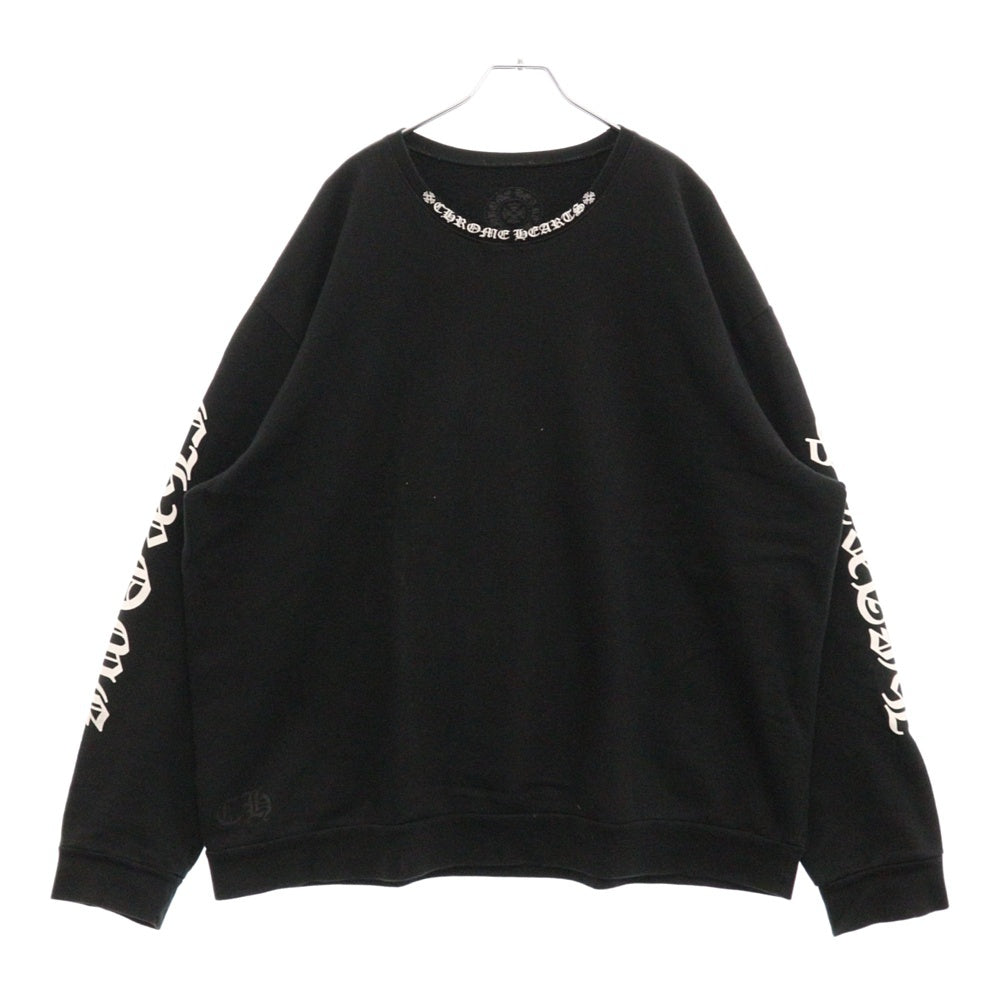 CHROME HEARTS(クロムハーツ) SWTSHRT PLVR ネックロゴプリント クルーネックスウェット トレーナー ブラック