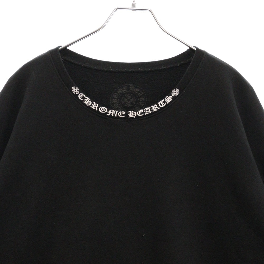 CHROME HEARTS(クロムハーツ) SWTSHRT PLVR ネックロゴプリント クルーネックスウェット トレーナー ブラック