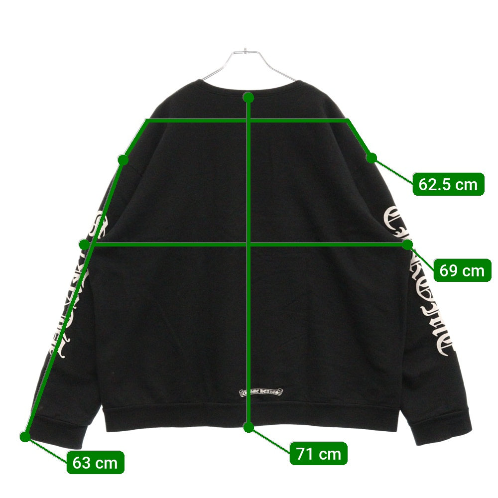 CHROME HEARTS(クロムハーツ) SWTSHRT PLVR ネックロゴプリント クルーネックスウェット トレーナー ブラック
