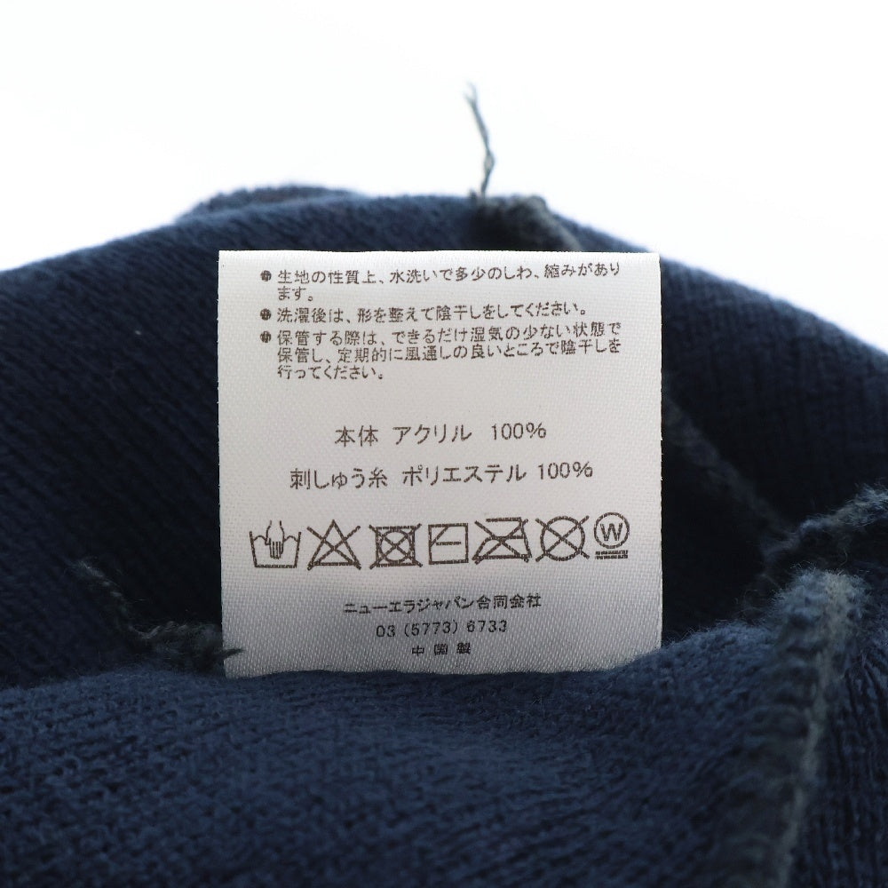 NEW ERA(ニューエラ) ×THE BLACK EYE PATCH ×ブラックアイパッチ B刺繍 ニット帽 ビーニー ネイビー