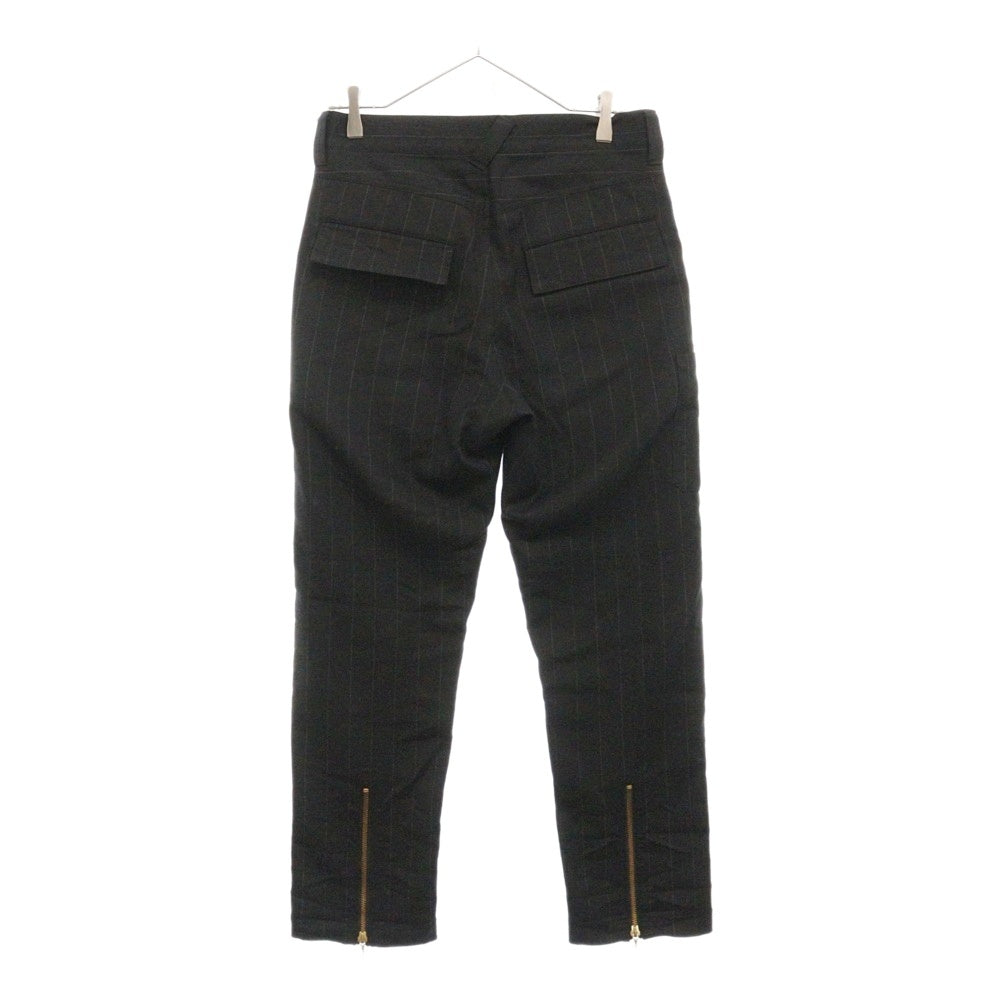 BLACK MEANS(ブラックミーンズ) Wool Zip Pants ジッパー ウールボンテージパンツ ストライプパンツ ブラック 945-74TP131-1