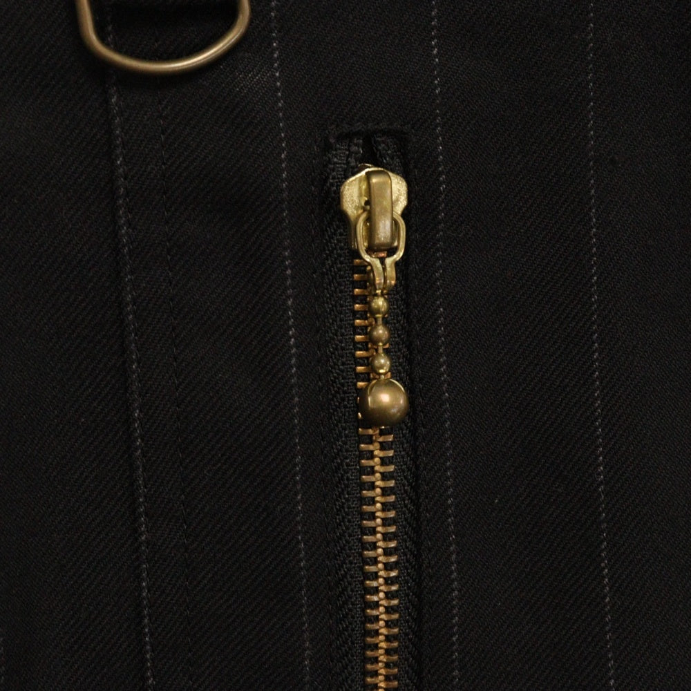 BLACK MEANS(ブラックミーンズ) Wool Zip Pants ジッパー ウールボンテージパンツ ストライプパンツ ブラック 945-74TP131-1