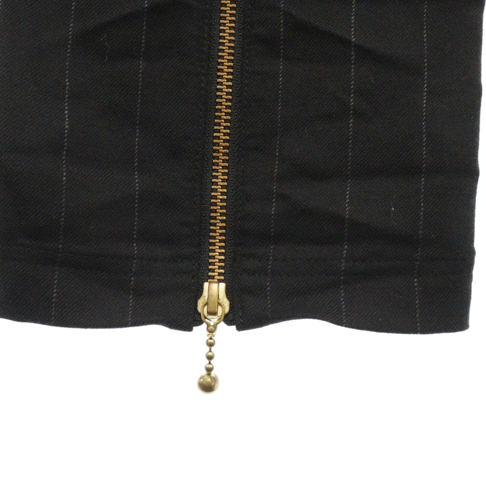BLACK MEANS(ブラックミーンズ) Wool Zip Pants ジッパー ウールボンテージパンツ ストライプパンツ ブラック 945-74TP131-1