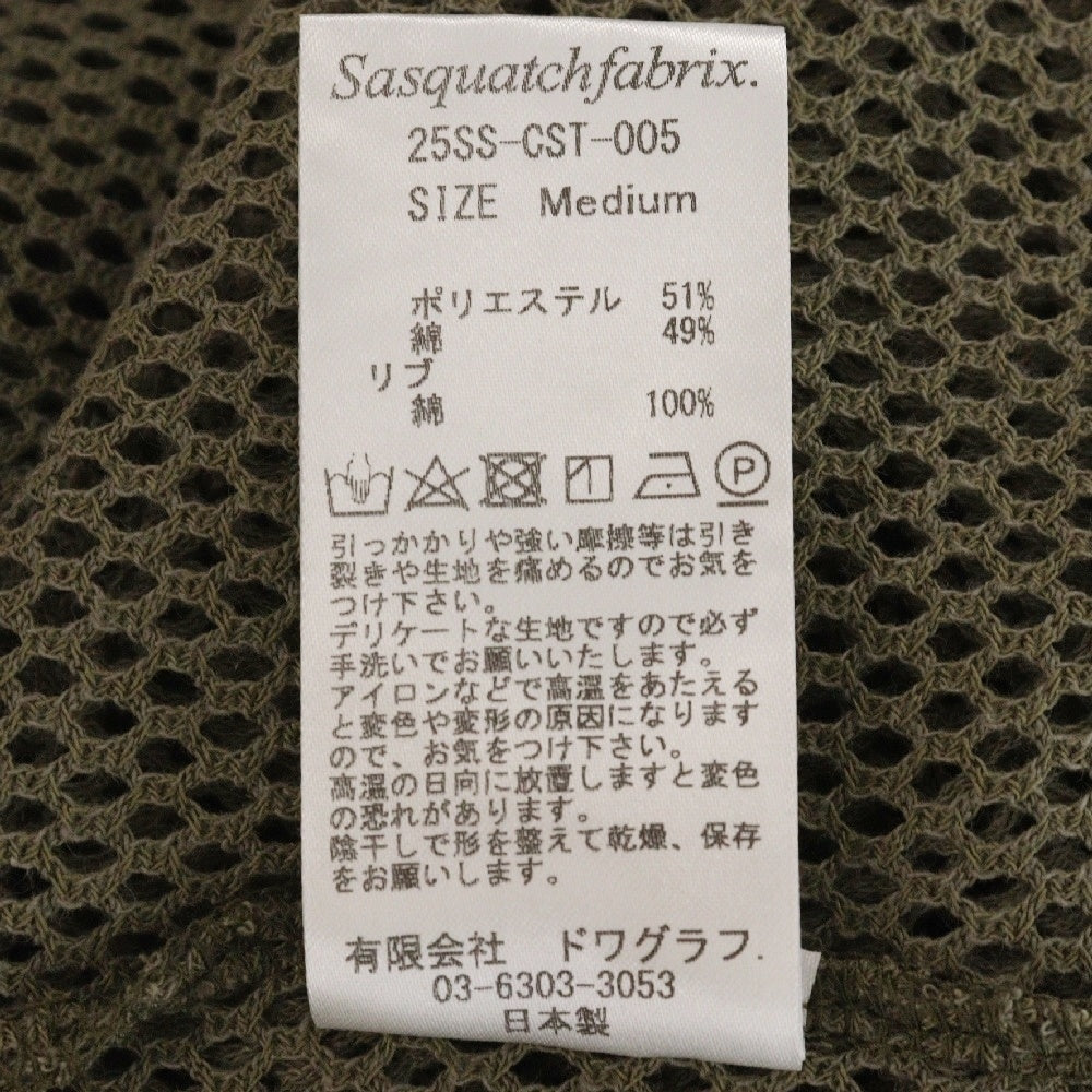 Sasquatchfabrix.(サスクワッチファブリックス) 25SS H/S TOP MESH 半袖メッシュTシャツ カーキ 25SS-CST-005