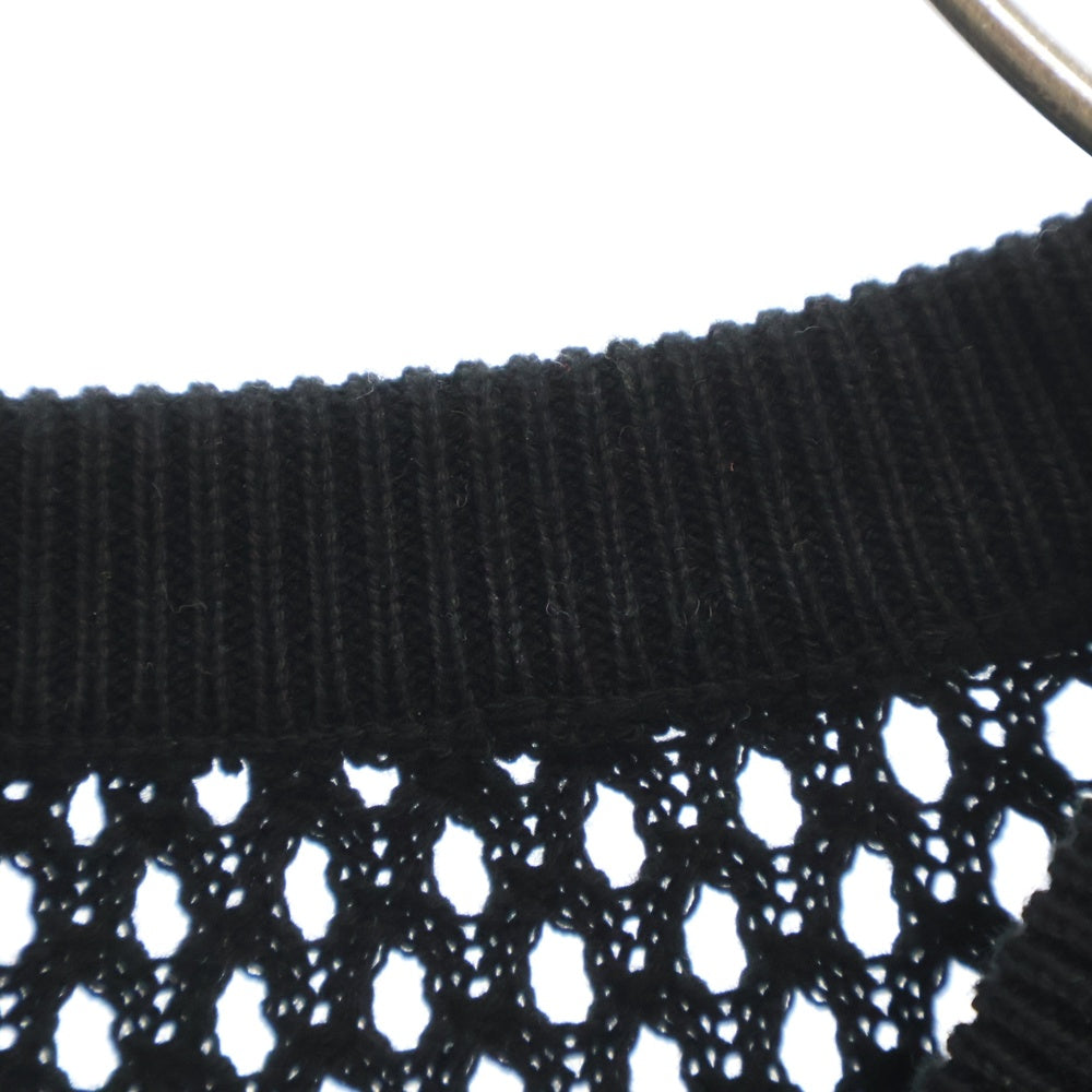 MM6 Maison Margiela(エムエムシックスメゾンマルジェラ) 24SS Net Long Sweater クルーネック シースルー半袖ニットシャツ ブラック SH2HL0010 M13013