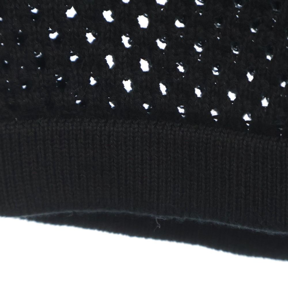MM6 Maison Margiela(エムエムシックスメゾンマルジェラ) 24SS Net Long Sweater クルーネック シースルー半袖ニットシャツ ブラック SH2HL0010 M13013
