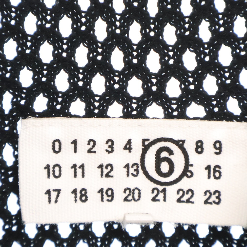 MM6 Maison Margiela(エムエムシックスメゾンマルジェラ) 24SS Net Long Sweater クルーネック シースルー半袖ニットシャツ ブラック SH2HL0010 M13013