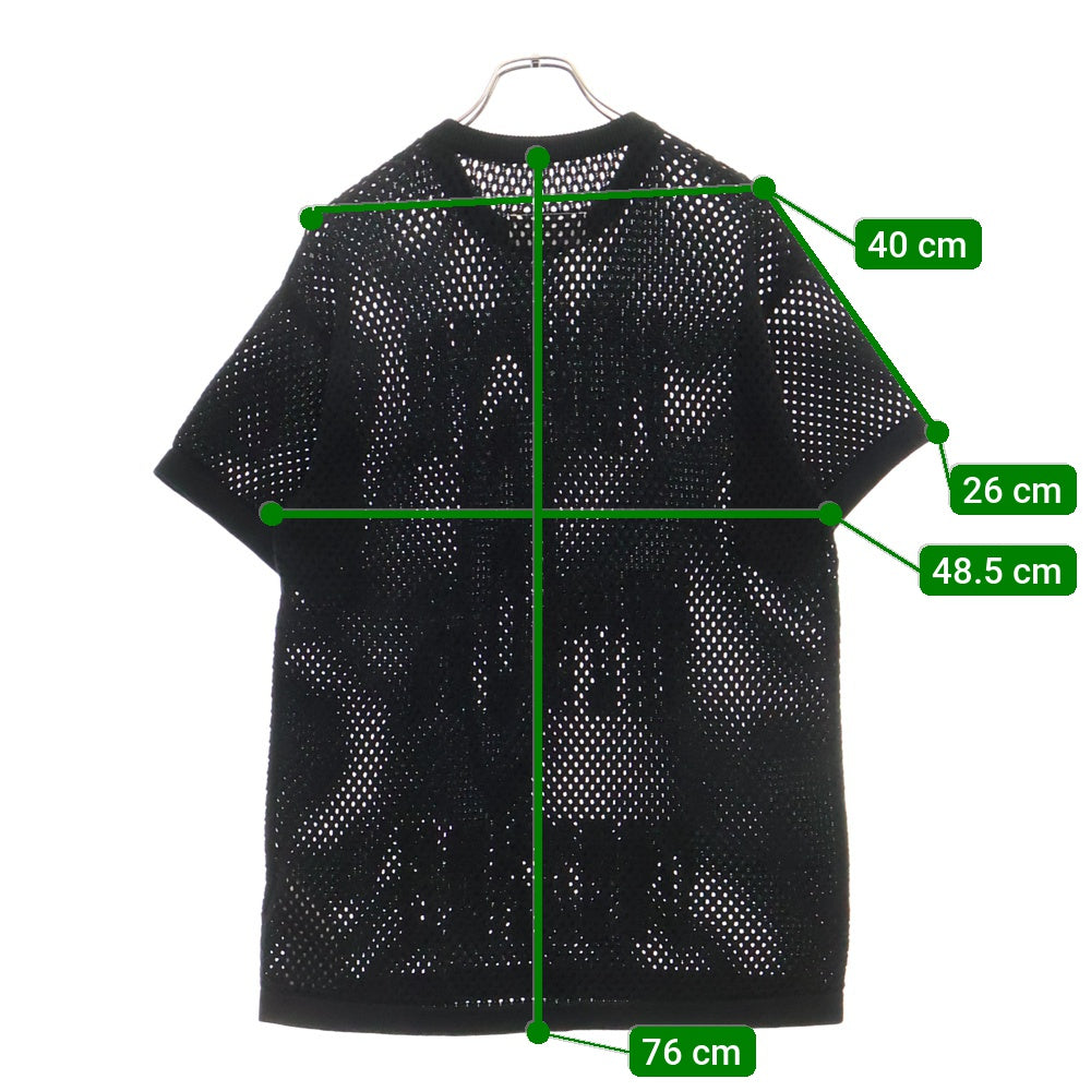 MM6 Maison Margiela(エムエムシックスメゾンマルジェラ) 24SS Net Long Sweater クルーネック シースルー半袖ニットシャツ ブラック SH2HL0010 M13013