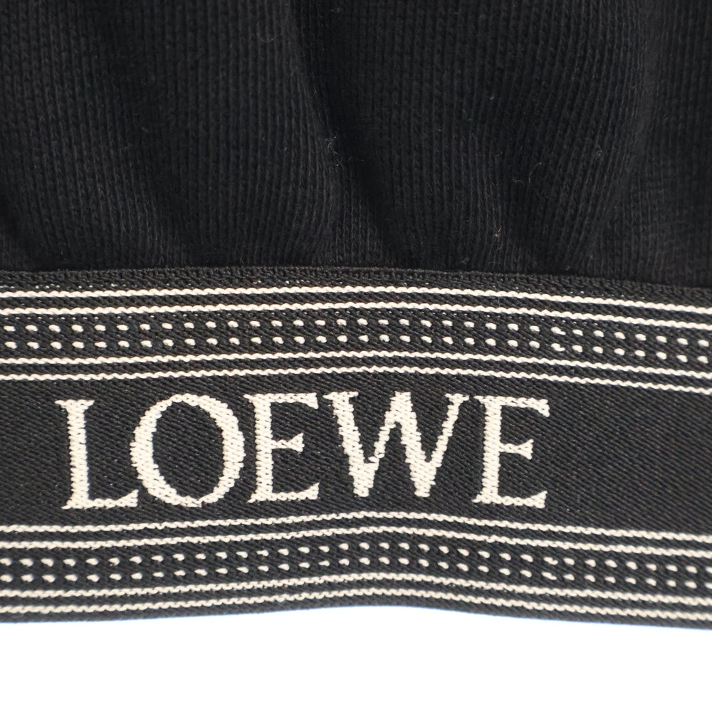 LOEWE(ロエベ) Cropped Hoodie クロップド プルオーバースウェットパーカー フーディー ブラック レディース S359Y25X45