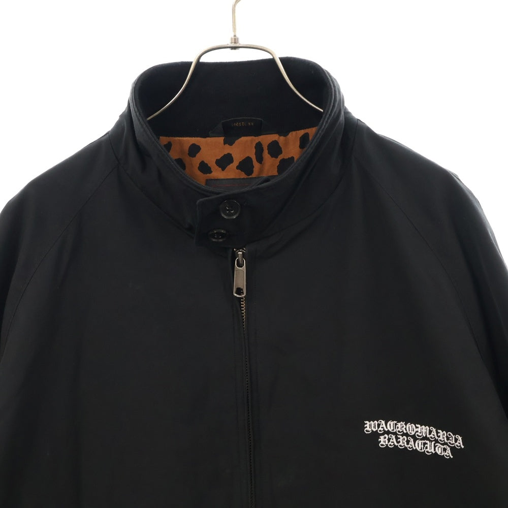 WACKO MARIA(ワコマリア) × BARACUTA G4 HARRINGTON JACKE ×バラクータ ロゴ刺繍 裏地レオパード ジップアップブルゾン ブラック