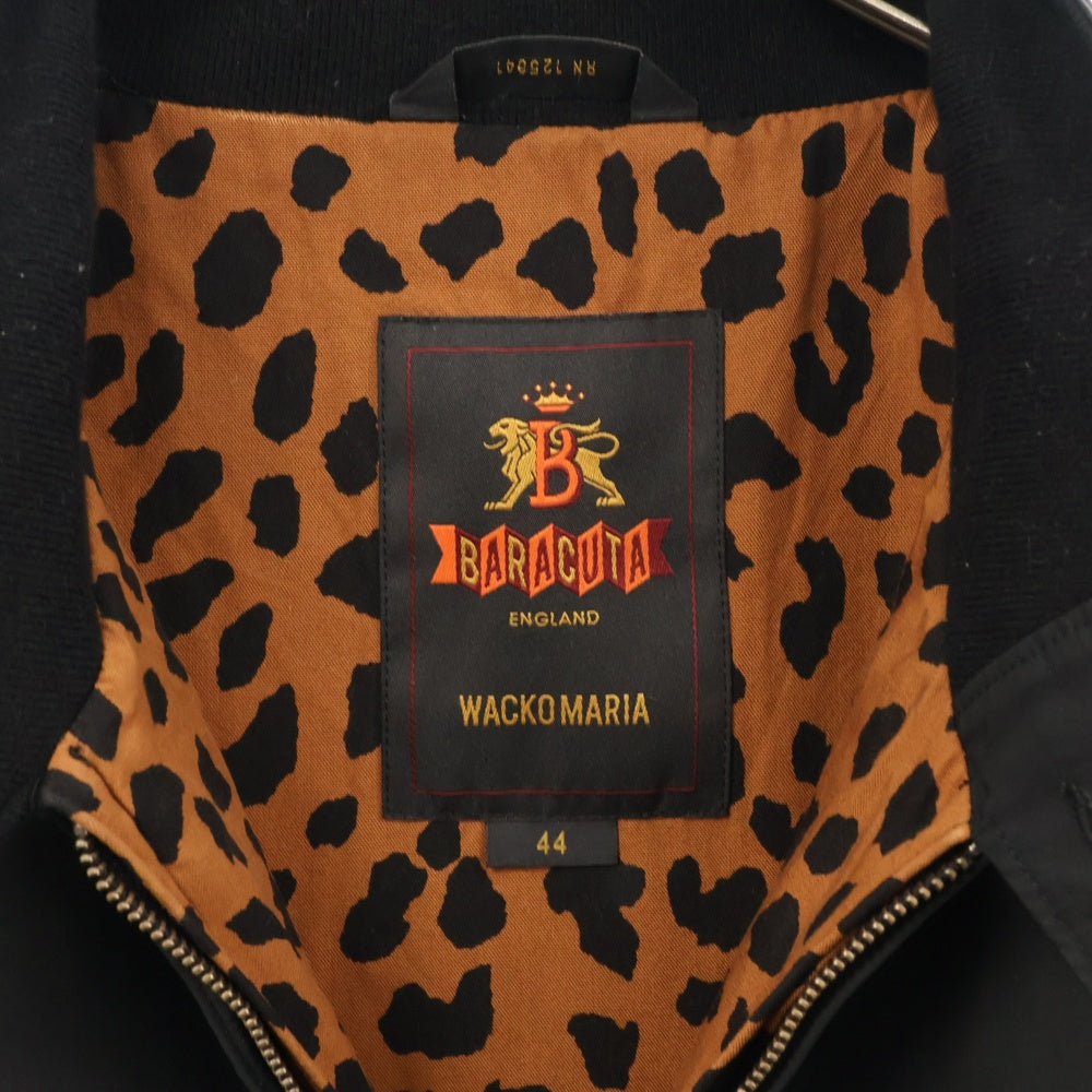 WACKO MARIA(ワコマリア) × BARACUTA G4 HARRINGTON JACKE ×バラクータ ロゴ刺繍 裏地レオパード ジップアップブルゾン ブラック