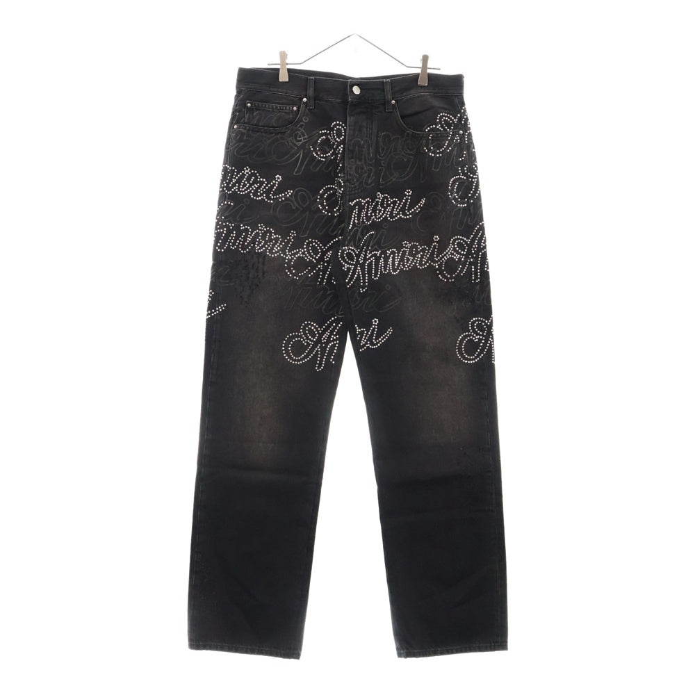 AMIRI(アミリ) 25SS SCRIPT CRYSTAL STRAIGHT VINTAGE BLACK スクリプトクリスタルストレートパンツ ヴィンテージブラック デニム AMDNGH1057