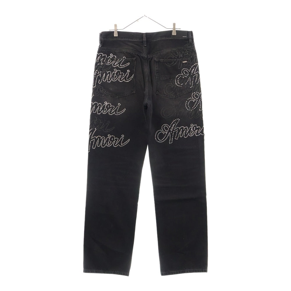 AMIRI(アミリ) 25SS SCRIPT CRYSTAL STRAIGHT VINTAGE BLACK スクリプトクリスタルストレートパンツ ヴィンテージブラック デニム AMDNGH1057