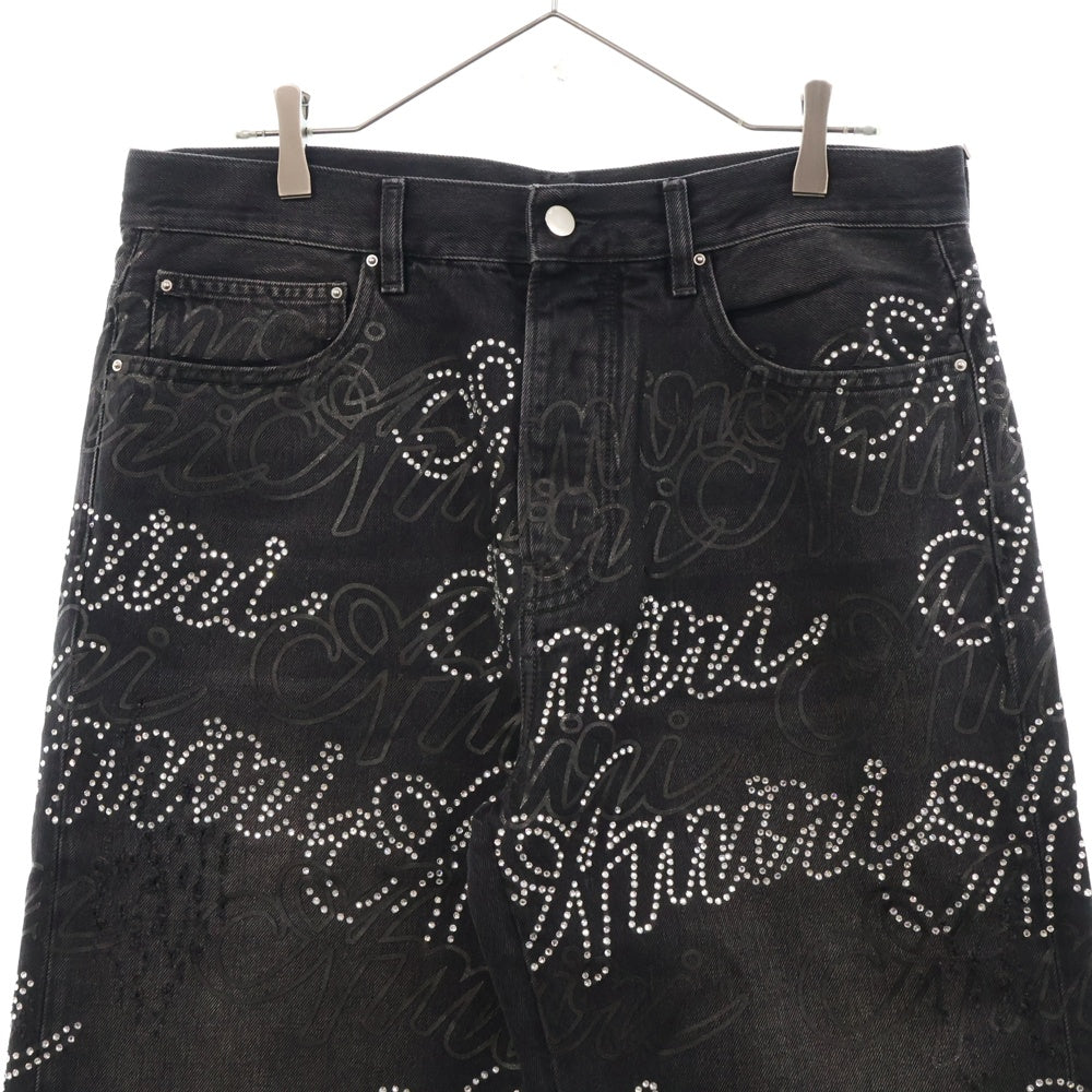 AMIRI(アミリ) 25SS SCRIPT CRYSTAL STRAIGHT VINTAGE BLACK スクリプトクリスタルストレートパンツ ヴィンテージブラック デニム AMDNGH1057